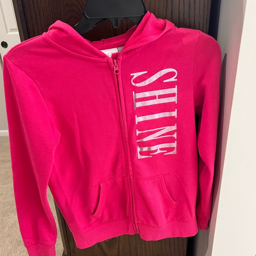 Children’s pink graphic zip up hoodie